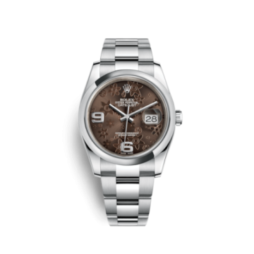 Rolex Datejust 36 Stainless Steel Domed / Oyster / Chocolate Floral