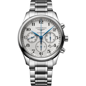 Longines Master Collection 42 Chronograph Stainless Steel / Silver-Arabic / Bracelet
