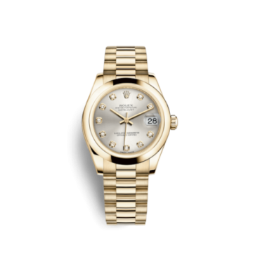 Rolex Datejust 31 Yellow Gold Domed / President / Silver Diamonds