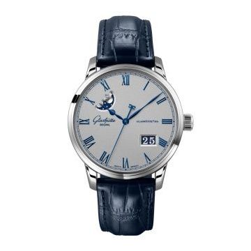 Glashütte Original Senator Excellence Panorama Date Moonphase Stainless Steel / Grey / Alligator - Folding