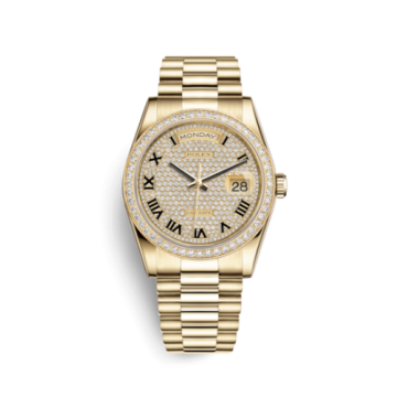 Rolex Day-Date 36 Yellow Gold Diamonds / President / Paved