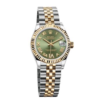 Rolex Datejust 31 Stainless Steel / Yellow Gold / Fluted / Olive - Roman / Jubilee