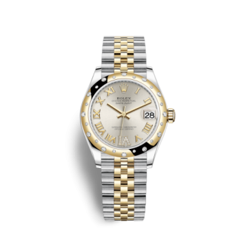 Rolex Datejust 31 Stainless Steel / Yellow Gold / Domed - Diamond / Silver - Roman / Jubilee