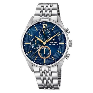 Festina Timeless Chronograph Bleu Nuit Doré