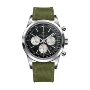 Breitling Transocean Chronograph Stainless Steel / Reverse Panda / Military / Pin