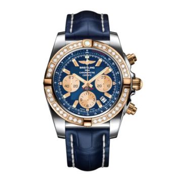Breitling Chronomat 44 Stainless Steel / Rose Gold / Diamond / Metallica Blue / Croco