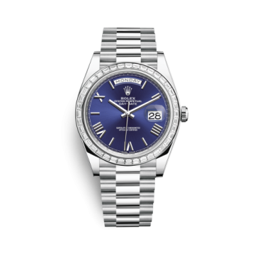 Rolex Day-Date 40 Platinum - Baguette / Blue Roman