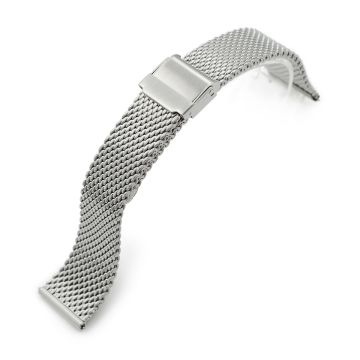 Quick Release Tapered Milanese Mesh Watch Band, 18mm, 19mm, 20mm, 21mm or 22mm, Brushed - 21mm