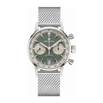Hamilton Intra-Matic 68 Auto Chrono Stainless Steel / Green / Mesh