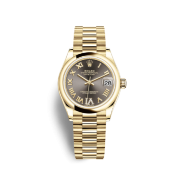 Rolex Datejust 31 Yellow Gold / Domed / Grey - Roman / President