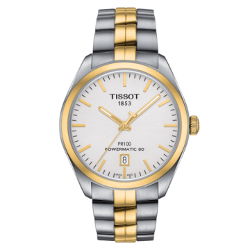 Tissot PR 100 Powermatic 80 39 Stainless Steel / Yellow Gold PVD / Silver / Bracelet