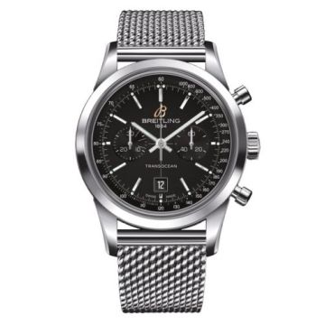 Breitling Transocean Chronograph 38 Black / Milanese