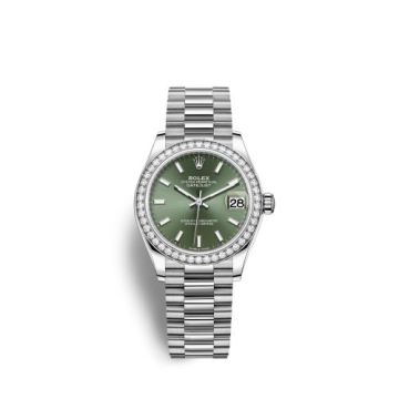Rolex Datejust 31 White Gold Diamond / Green