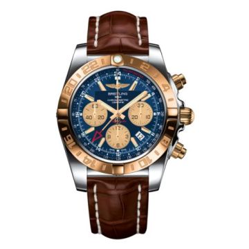 Breitling Chronomat 44 GMT Stainless Steel / Rose Gold / Metallica Blue / Croco