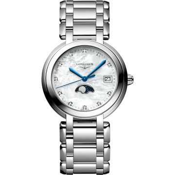 Longines PrimaLuna 34 Quartz Moonphase Stainless Steel / MOP / Bracelet