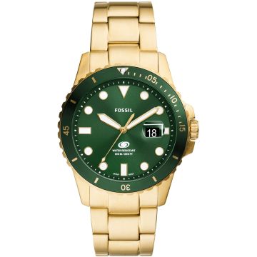 Fossil Blue Dive Date Gold / Green 42mm