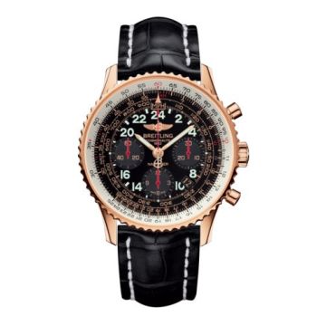 Breitling Cosmonaute Red Gold / Black  / Croco