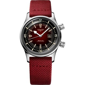 Longines Legend Diver 36 Stainless Steel / Burgundy / Strap