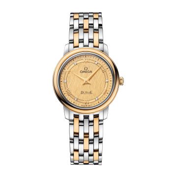 Omega De Ville Prestige Quartz  27.4 Stainless Steel / Yellow Gold / Vintage Champagne Silk / Bracelet