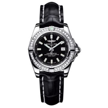 Breitling Galactic 32 Stainless Steel / Diamond / Onyx Black / Croco