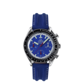Omega Speedmaster Reduced Stainless Steel / Blue / Strap / Schumacher