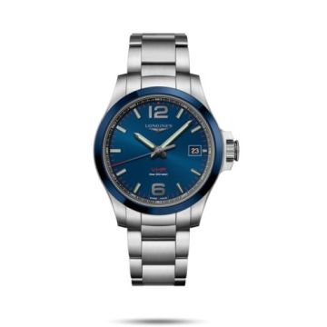 Longines Conquest V.H.P. 41 Stainless Steel / Ceramic / Blue / Bracelet