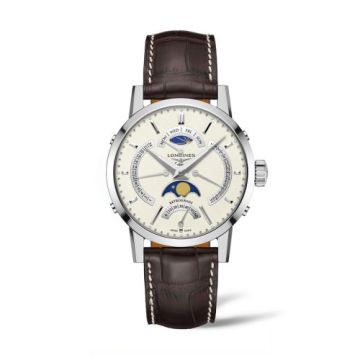 Longines 1832 Retrograde Moonphase Stainless Steel / Beige