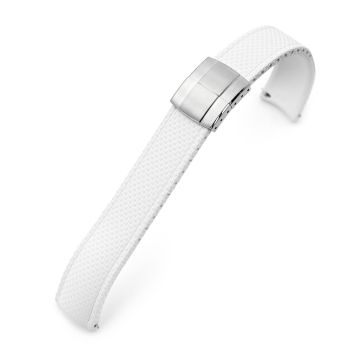 FKM41 White Quick Release Butterfly Deployment FKM Rubber Watch Band, 20mm - 24mm