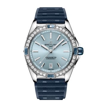 Breitling Super Chronomat 38 Stainless Steel / Ice Blue / Rubber Rouleaux