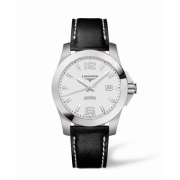 Longines Conquest Automatic 41mm Silver Leather