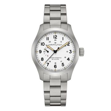 Hamilton Khaki Field Mechanical Power Reserve Stainless Steel / White / Bracelet