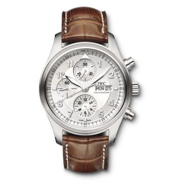 IWC Schaffhausen Pilot's Watch Spitfire Chronograph Stainless Steel / Silver / Strap