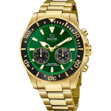 Jaguar Connected Men Diver Chronograph Hybridwatch Goldtone / Green