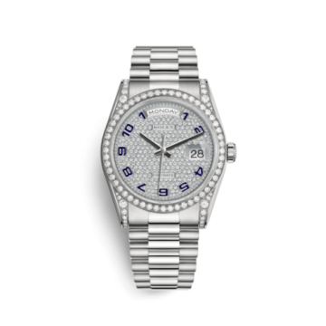 Rolex Day-Date 36 White Gold Diamonds / President / Paved Arabic