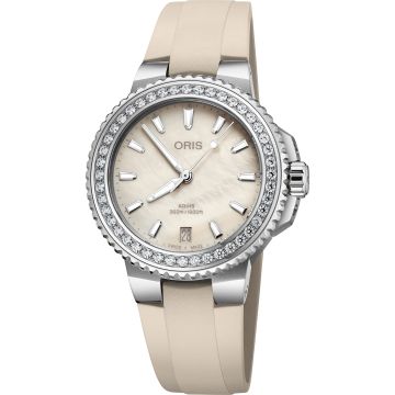 Oris Aquis Date Diamonds Cream / Rubber Ø 36.5mm