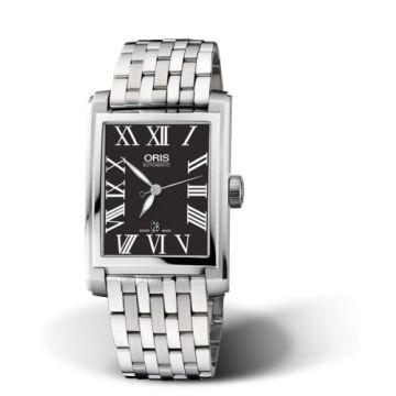 Oris Rectangular Date 30 Stainless Steel / Black - Roman / Bracelet
