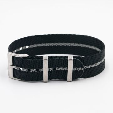 Twill Charcoal Black Watch Strap / Grey Divider - 20mm