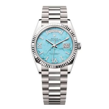 Rolex Day-Date 36 White Gold - Fluted / Turquoise / President