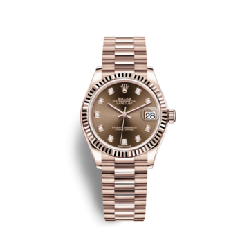 Rolex Datejust 31 Rose Gold / Fluted / Chocolate - Diamond / President