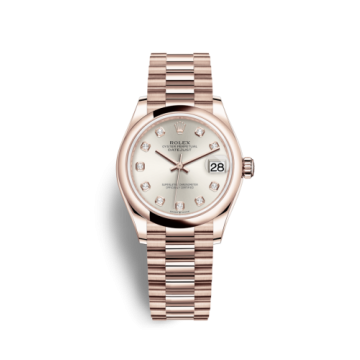 Rolex Datejust 31 Rose Gold / Domed / Silver - Diamond / President