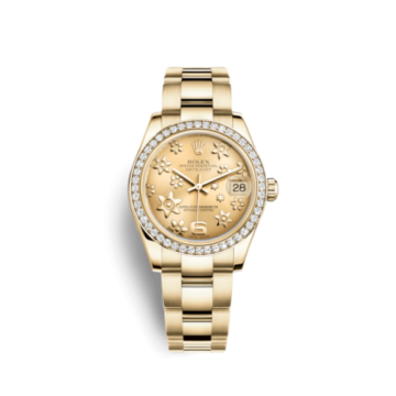 Rolex Datejust 31 Yellow Gold Diamond / Oyster / Champagne Floral