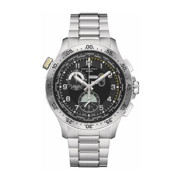 Hamilton Khaki Pilot Chrono Worldtimer Stainless Steel / Black / Bracelet