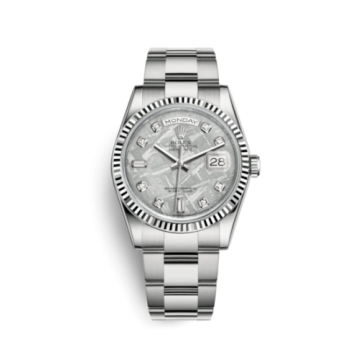 Rolex Day-Date 36 White Gold Fluted / Oyster / Meteorite
