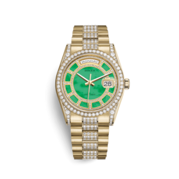 Rolex Day-Date 36 Yellow Gold Diamonds / President Diamonds / Green Jade Carousel