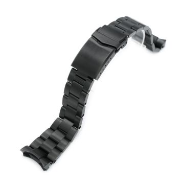 Super-O Boyer Watch Band for Seiko SKX007 SKX009 SKX011, Stainless Steel - Brushed (DLC) Black Coating, V Diver Clasp - 18mm