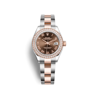 Rolex Lady-Datejust 28 Rolesor Rose Diamond / Oyster / Chocolate Roman
