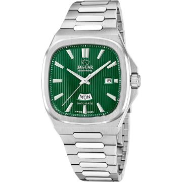 Jaguar Rondcarre Day Date Silvery / Green
