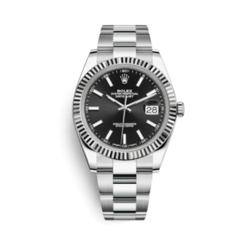 Rolex Datejust 41 Stainless Steel Fluted / Oyster / Black