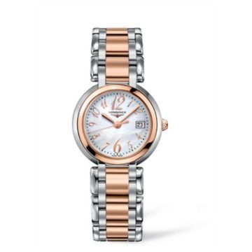 Longines PrimaLuna Quartz 30 Stainless Steel / Pink Gold / MOP - Arabic / Bracelet