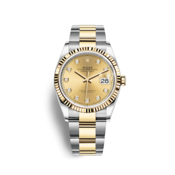 Rolex Datejust 36 Stainless Steel / Yellow Gold / Fluted / Champagne Diamond / Oyster
